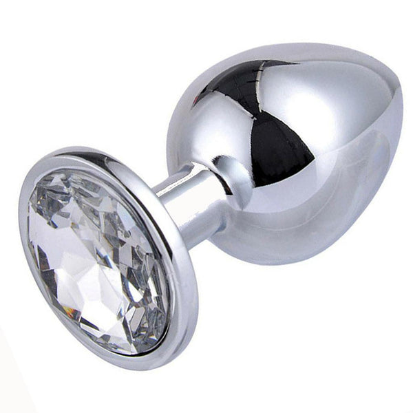 Butt Plug - Solid Stainless Anal Plug - Clear Gem-Anal-The Love Zone