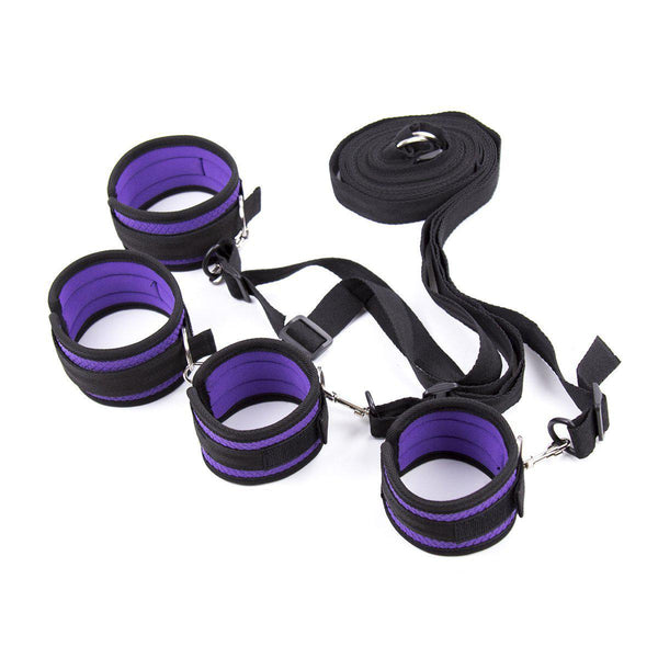 Bondage Kit - Neoprene Bed Cuff Kit Purple-BON-The Love Zone