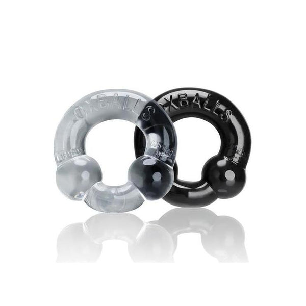 Cock Ring - Oxballs Ultraballs Cock Rings - Black/Clear Pack of 2-The Love Zone