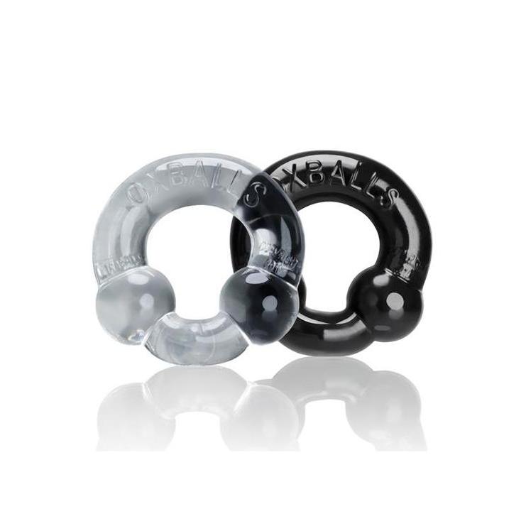 Cock Ring - Oxballs Ultraballs Cock Rings - Black/Clear Pack of 2-The Love Zone
