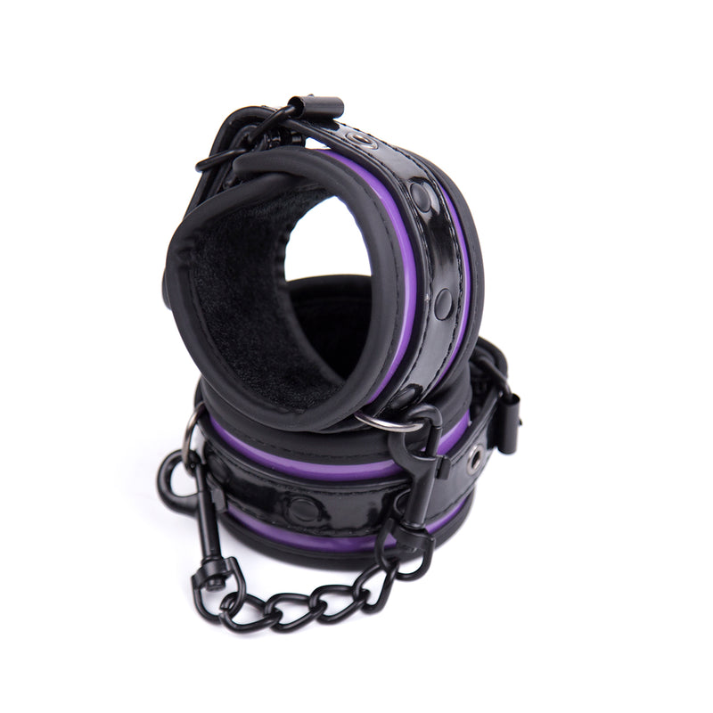 Cuff Wrist - Purple and Black PVC Bondage Cuff