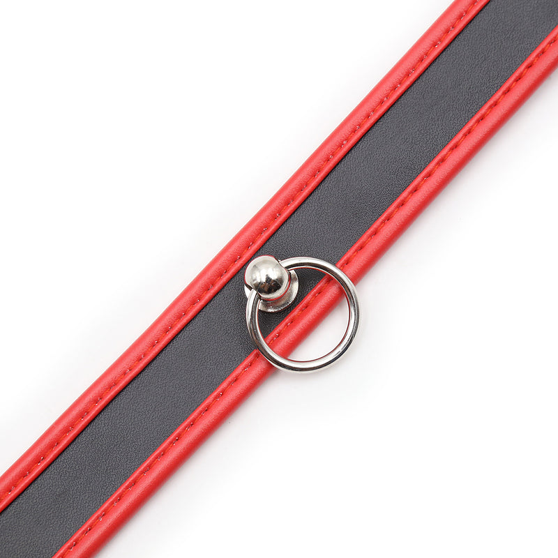 Collar - PVC Slave Collar with Piping and D Ring (3 color) Heavy Duty