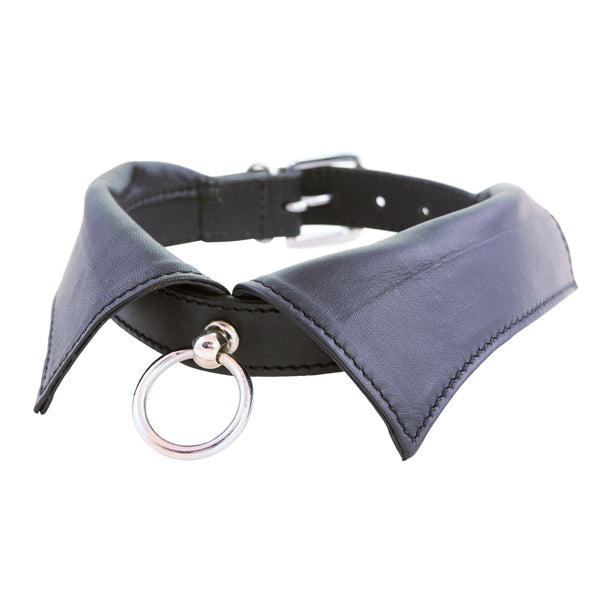 Leather Collar Cuff w Ring-Collars-The Love Zone