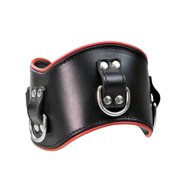 Collar - HD 5" Posture Collar Blk Leather w Contrast piping-Fetish wear clothing-The Love Zone