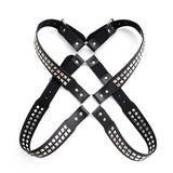 Chest Harness - Halford Style Studded X-Cross PVC Vegan Leather