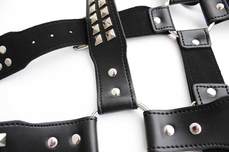 Chest Harness - Halford Style Studded X-Cross PVC Vegan Leather