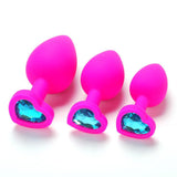 Butt Plug - Pink Silicone Heart Anal Plug - Aqua (Light Blue) Gem-Anal-The Love Zone