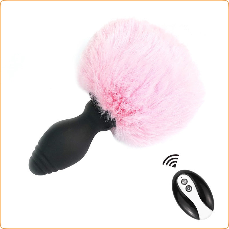 Bunny Tail Pink Vibrating Plug