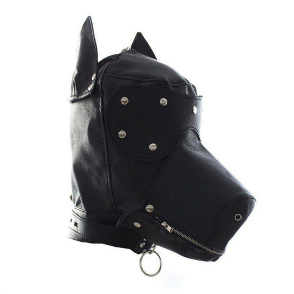 Hood Mask - Dog Hood Lace-Up Deprivation Mask Zipper Mouth-Fetish/Bondage-The Love Zone