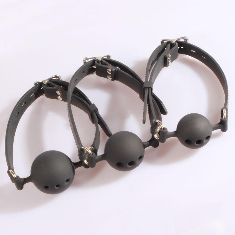 Ball Gag - Black Silicone Breathable Ball Gag - (3 sizes)