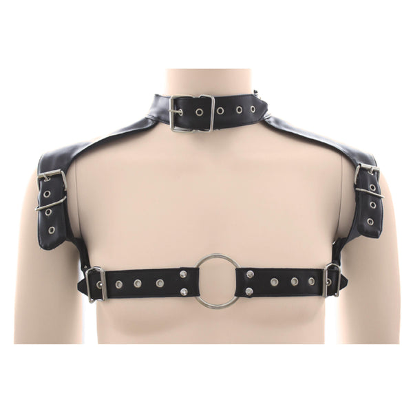 Chest Harness - Shoulder & Collar PVC Vegan Leather-Fetish/Bondage-The Love Zone
