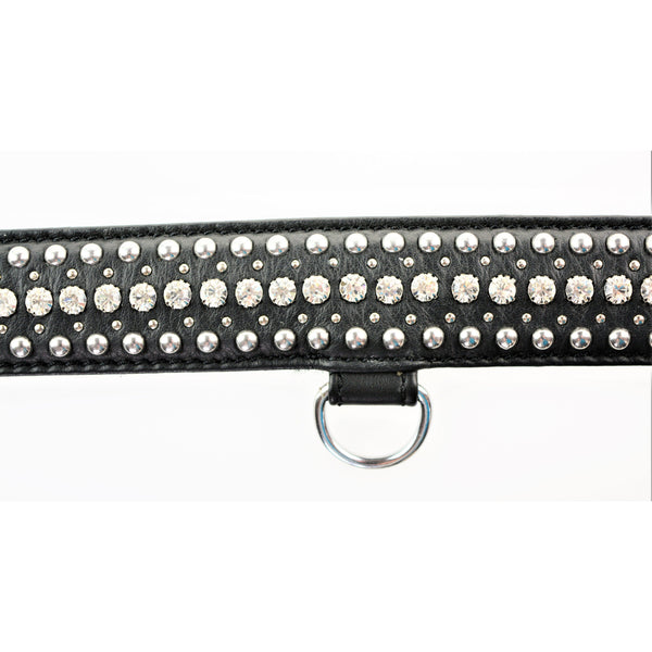 Collar - Leather Blk with Studs and Stones-FET-The Love Zone