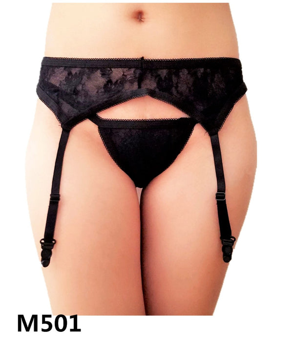 Lace Garter & Panty Black