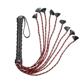 Whip - Leather 24" Braided Tails Cat o' Nine Tails - Petal Ends (2 colors)