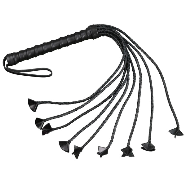 Whip - Leather 24" Braided Tails Cat o' Nine Tails - Petal Ends (2 colors)