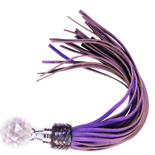 Whip - Flogger Nubuck Leather Flogger with Crystal Handle Purple falls