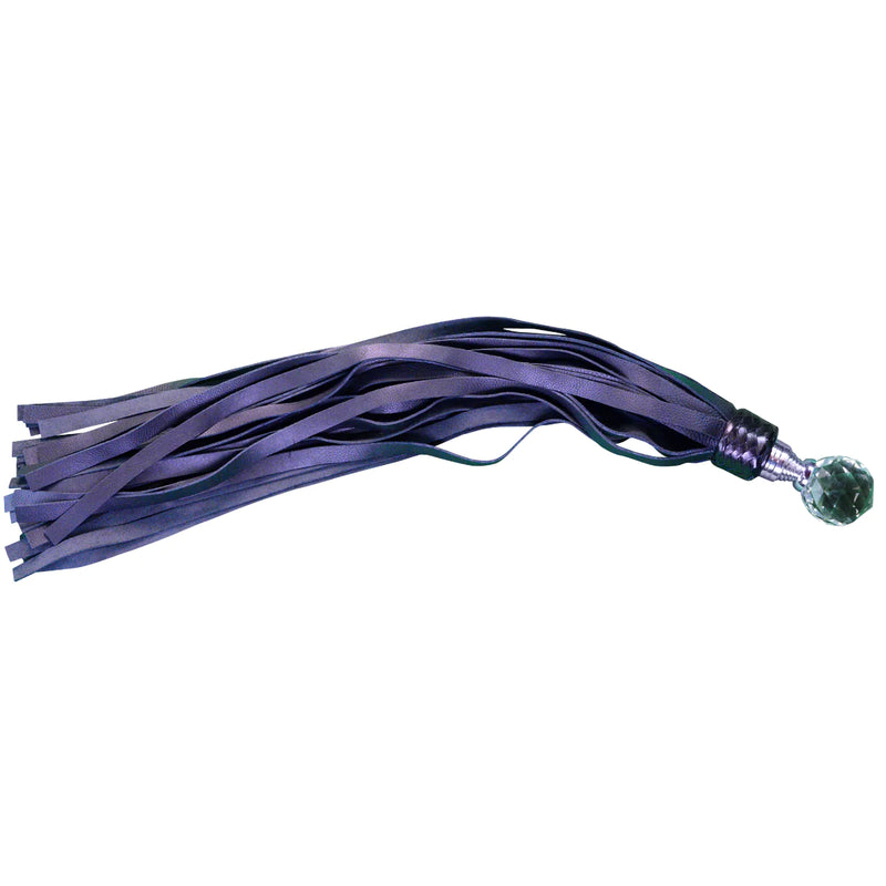 Whip - Softy Leather Flogger with Round Crystal Handle